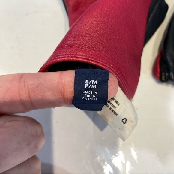 Gap Ladies Pink and Black Leather Gloves Size S M - Picture 5 of 7